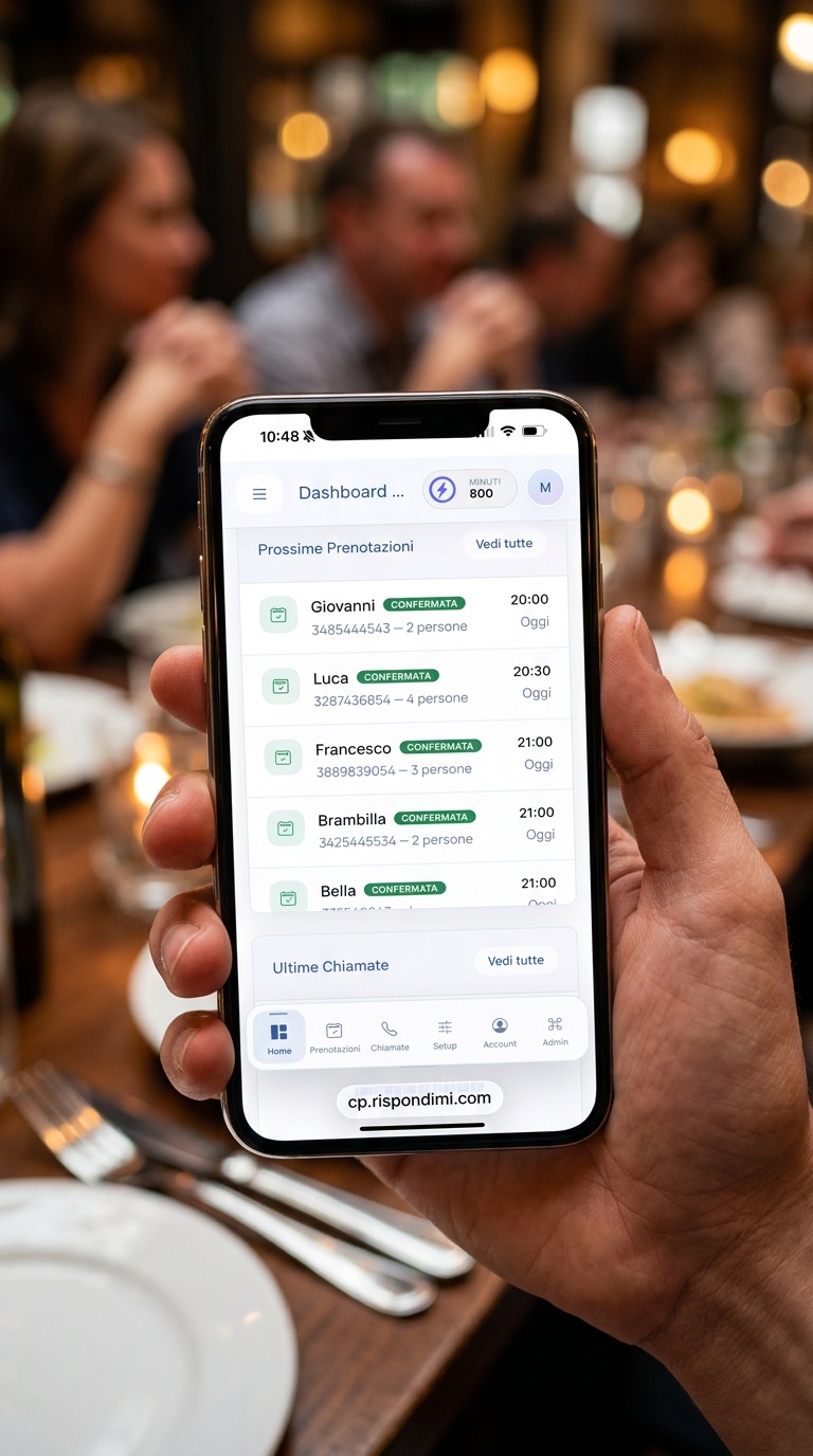 Rispondimi su smartphone con prossime prenotazioni del ristorante