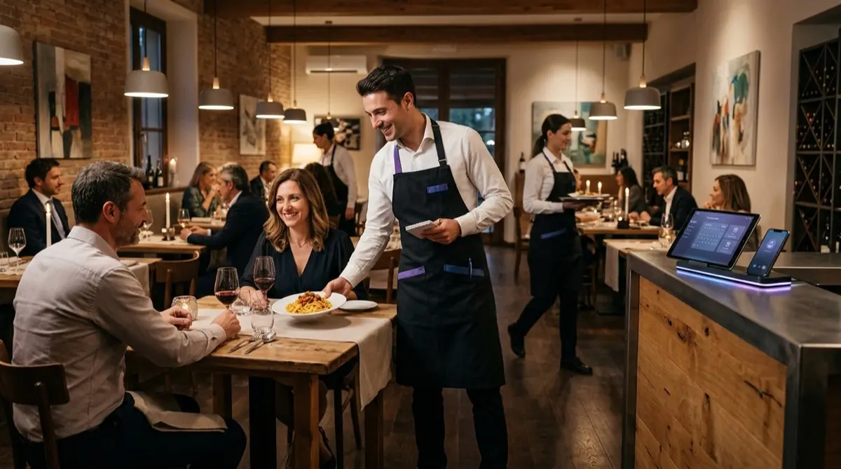 Staff del ristorante che continua il servizio senza interruzioni