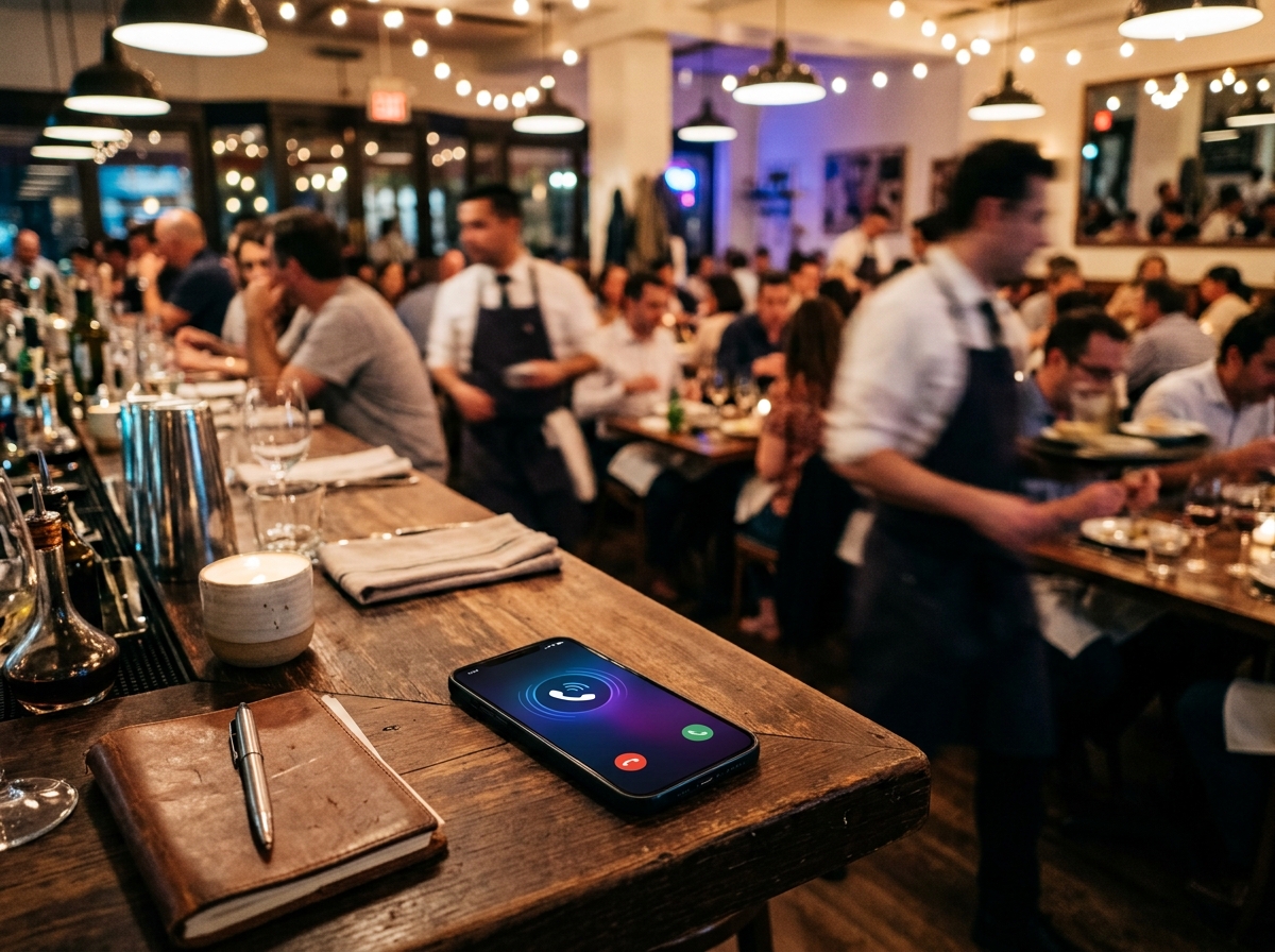 Telefono che squilla durante il servizio in un ristorante pieno